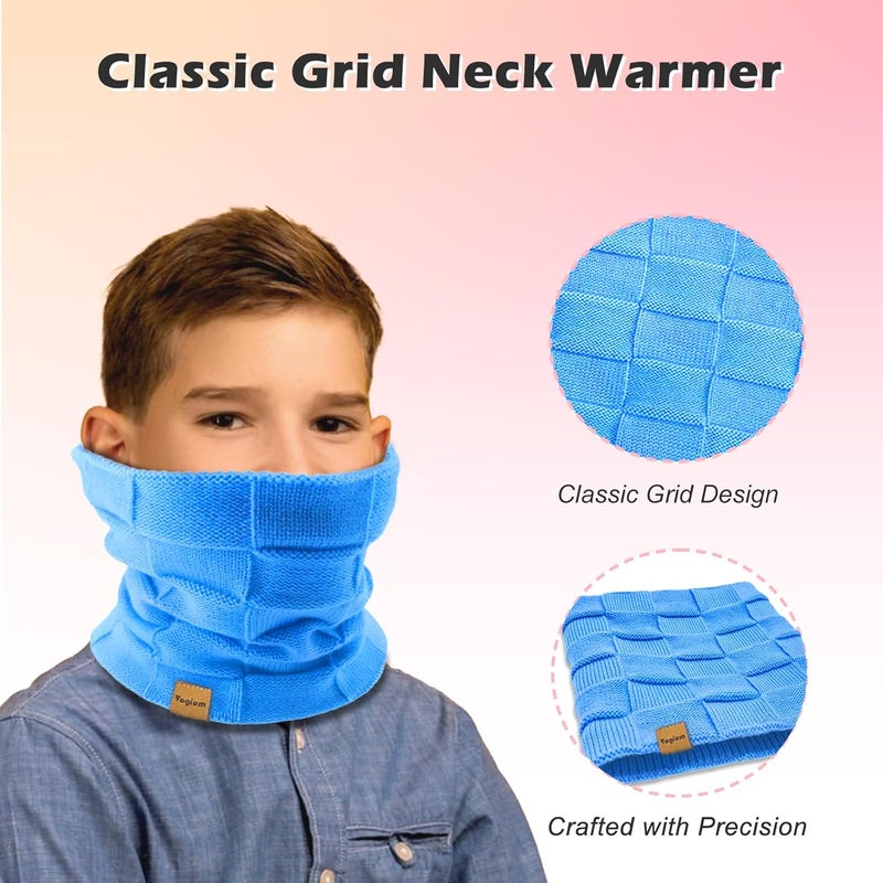 Vogium Kids Double-layer Knit Neck Warmer Gaiter | Thermal Fleece Face Cover for 6-14 Year Olds Boys Girls | Ski, Play - Image 3